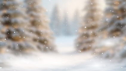 Winter Wonderland: A serene winter scene unfolds, with snow-laden evergreen trees, creating a captivating winter wonderland. Delicate snowflakes drift gently, casting a magical spell