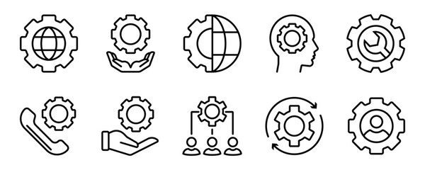 Global gear icon representing international industry and technology