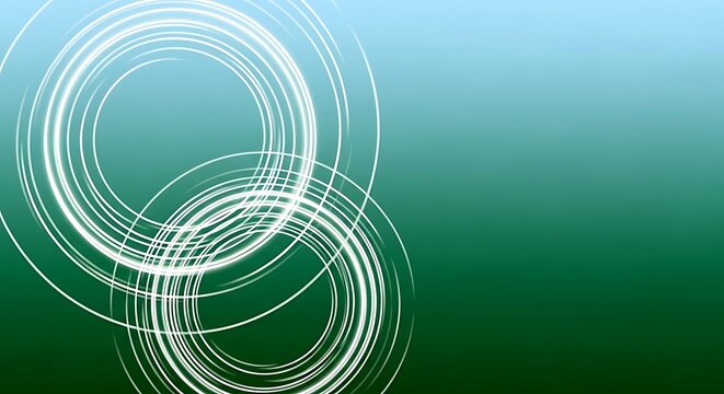 Abstract glowing white circles on a green gradient background.