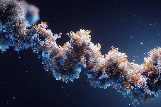 3D Protein Chain Structure with Glowing Molecular Bonds