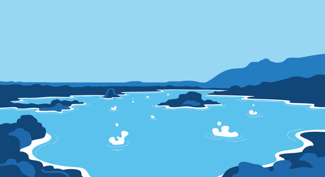 Serene Blue Lagoon with Gentle Bubbles - Powered by Adobe