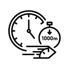 Fast delivery and time management icon with a clock, stopwatch, and quick movement symbol