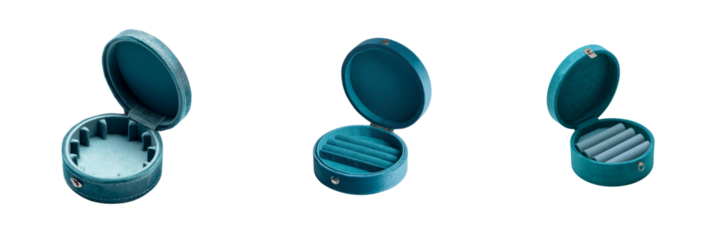 Elegant round storage case with transparent background perfect for organizing accessories