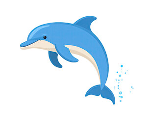 Obraz premium Vibrant blue dolphin leaping joyfully from the ocean water illustration.