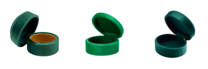 Open green containers with transparent background white clean design minimalist