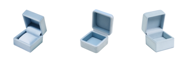 Elegant open jewelry box design transparent background minimalist style studio shot