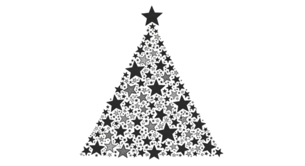 Christmas tree composed of many black stars