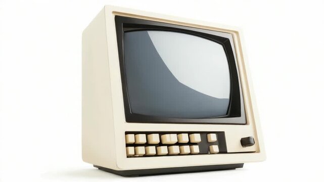 Video A vintage computer setup with a keyboard and monitor