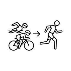 Triathlon icon showing swimming, cycling, and running isolated on a symbol of endurance and athleticism