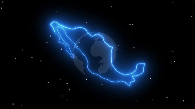 Abstract neon USA map, of United States of America showing different states. Animated usa contiguous lower u.s. state neon map on an isolated technical background. 4k video 