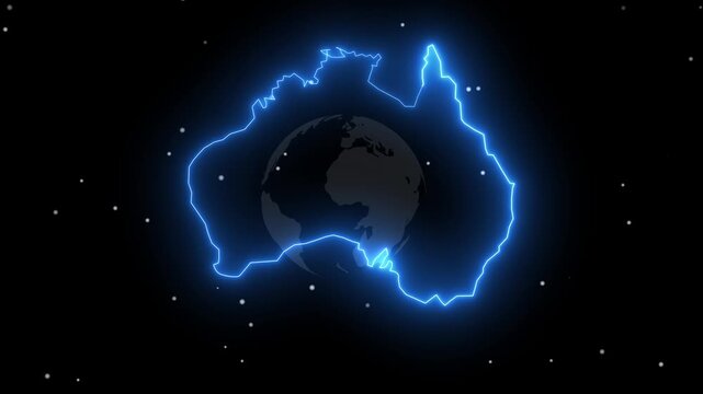 Abstract neon USA map, of United States of America showing different states. Animated usa contiguous lower u.s. state neon map on an isolated technical background. 4k video 