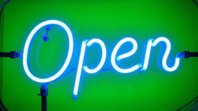 Electric Blue Neon Open Sign