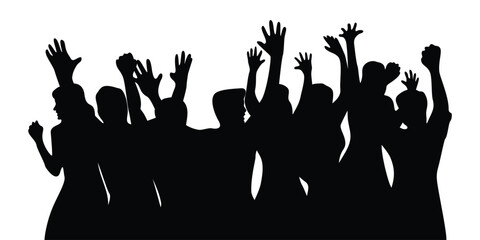 people in concert silhouette design. happy crowd audience.