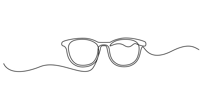 continuous one line drawing of glasses. vector illustration, Animated self drawing of single continuous line draw. Glasses drawn with one continuous line. Minimalist line of glasses. Animation on.