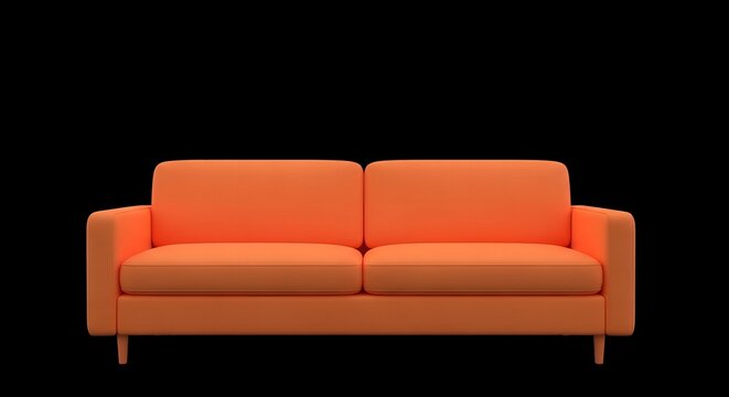 A contemporary vivid orange couch for home and comfort illustration