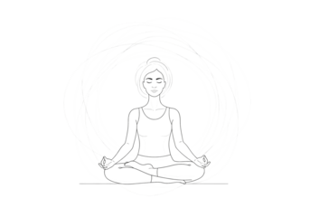 Meditative woman in lotus pose with energy circle