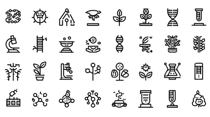 Scientific research and biological study icons science biology