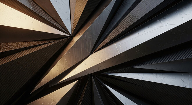 Abstract metallic rays with geometric background.