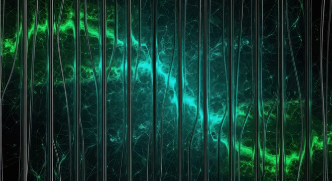 gradient surface, futuristic panel with vertical prism distortion. Dark abstract field infused with fractal texture in neon