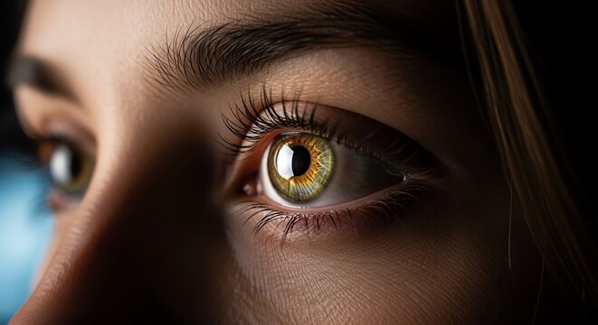 Close-up of human eye with detailed iris - Powered by Adobe