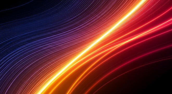 Abstract wavy glowing light lines