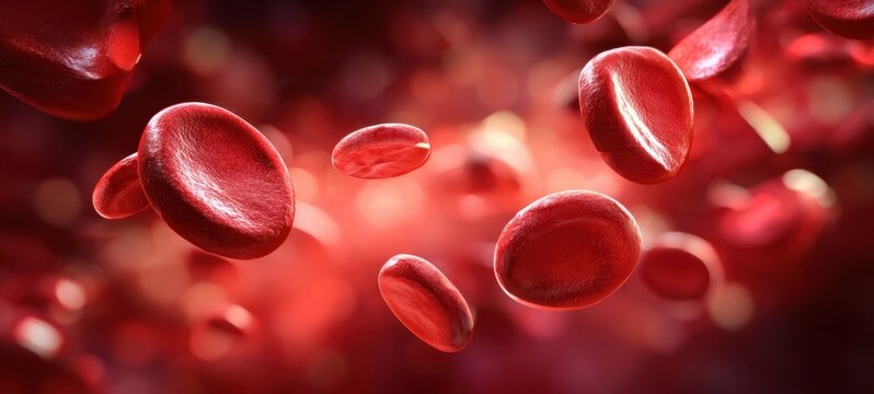 The Red Blood Cells Flowing Through a Human Bloodstream Under Microscope