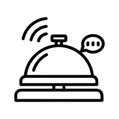 Service bell ringing with sound waves and a speech bubble, symbolizing notification or customer service