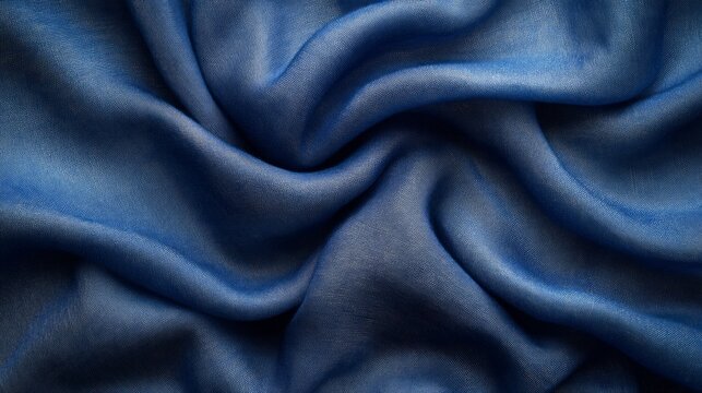 Dark blue velvet fabric with soft folds creates a luxurious effect, ideal as a backdrop for presentations of fashion collections and elite accessories.