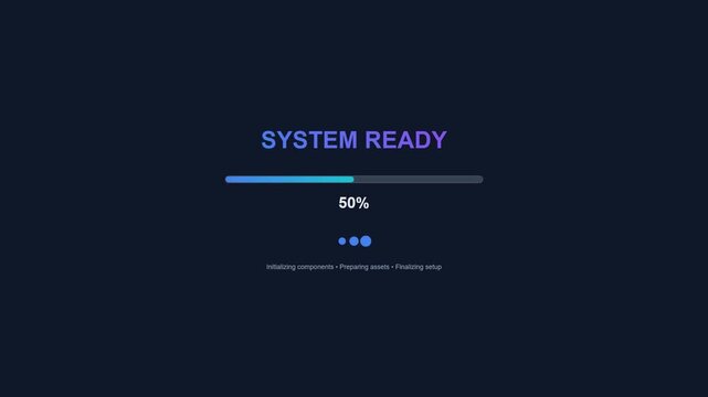 Futuristic System Loading UI Animation | Modern Tech Progress Bar | Digital Interface HUD Loader.