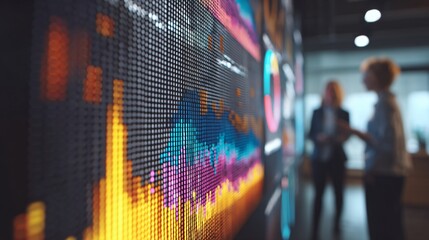 Digital Planning Board Close Up with Colorful Data Visualizations