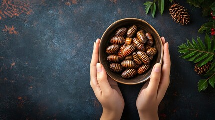 Overhead View of Locust Fruit and Pods
