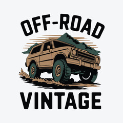 Off-Road Vintage T-shirt Design &ndash; Mountain Adventure, Retro Truck Illustration
