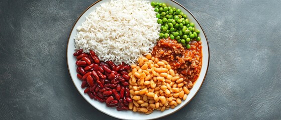Nutritious Boiled Rice and Vegetables Platter