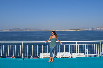  Female Tourist Relaxing on Ferry Deck