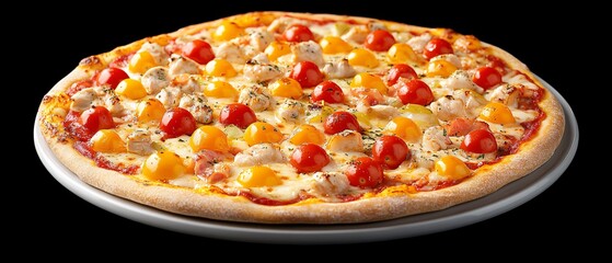 Gourmet Chicken Pizza with Yellow Tomatoes