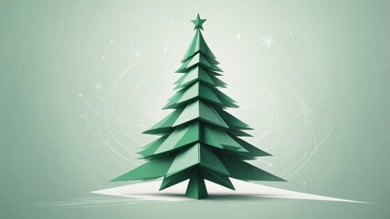 Abstract Christmas tree shape in green color on light background  