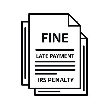 Fine for late payment and irs penalty, isolated on