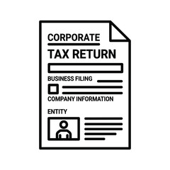 Corporate tax return form isolated on showing business filing and company information entity