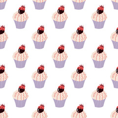 Valentines Day Cupcake Pattern Cute Seamless Sweet Dessert Background