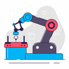Automated robotic arm in a factory setting