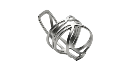 A 3D rendered silver abstract knot on a black background