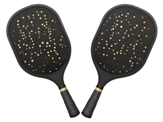 Two modern pickleball paddles used for sport training and professional competitions on transparent background