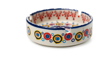 Ceramic Ashtray Decorated with Turkish Nazar Eye Pattern