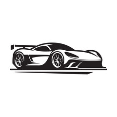 Miniature vector illustration of a racing car with a modern design and simple details.