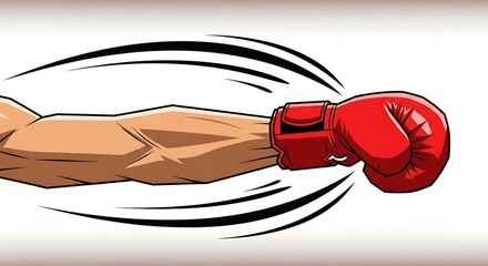 Animated punch with red boxing glove and motion lines
