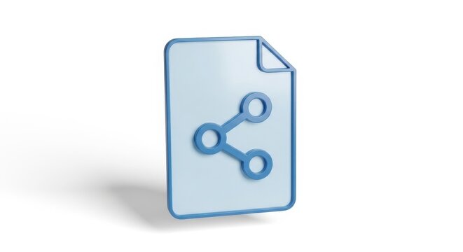 Stylized file document share icon for connectivity illustration in isolated view