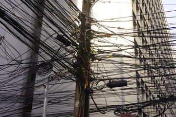 Total chaos, or so it seems, with relocated electrical cables in Fortaleza - Cear&aacute;, Brazil.