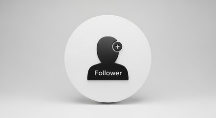 Minimalist digital illustration of a social media follower icon on a clean white background