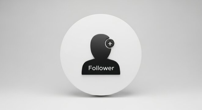 Minimalist digital illustration of a social media follower icon on a clean white background