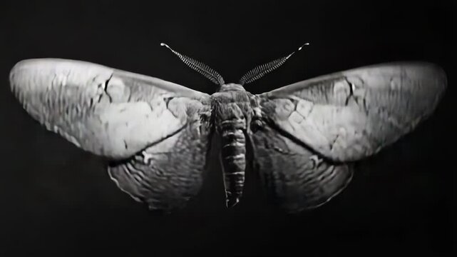 Video A close-up of a moth in shades of gray